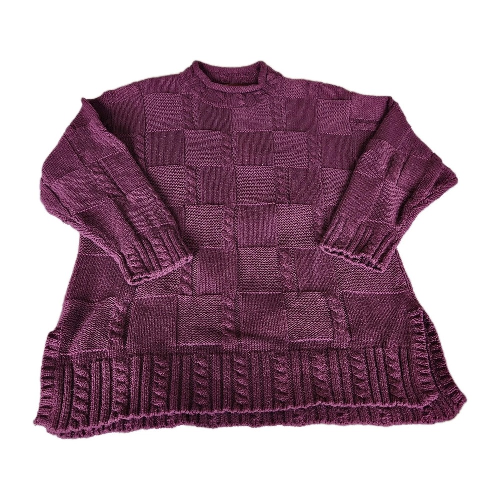 Vintage Yarnworks Sweater Basketweave Knit Textured Retro Women's‎ XL